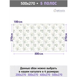 Фотообои с акварельными зелеными листьями в зал 500х270