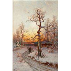 Картина на холсте по фото Модульные картины Печать портретов на холсте Никитин Федор «Закат зимой в деревне»