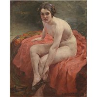 Портреты картины репродукции на заказ - Неизвестный художник «Сидящая обнаженная»