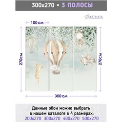 Фотообои акварельный рисунок с зверями для детской 300х270