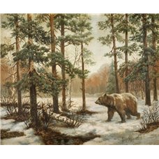 Картина на холсте по фото Модульные картины Печать портретов на холсте Муравьев Владимир «Медведь в зимнем лесу»