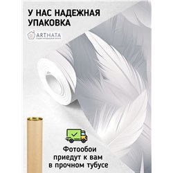 Фотообои с большими перьями белого цвета в спальню 300х270