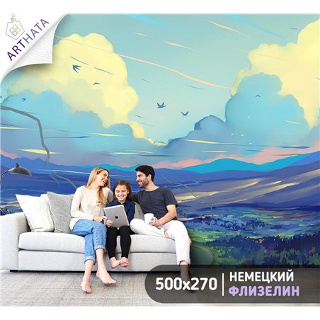 Фотообои в детскую пейзаж акварель 500x270