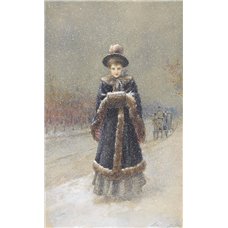 Картина на холсте по фото Модульные картины Печать портретов на холсте Малышев Николай «Женщина под падающим снегом»