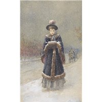 Портреты картины репродукции на заказ - Малышев Николай «Женщина под падающим снегом»