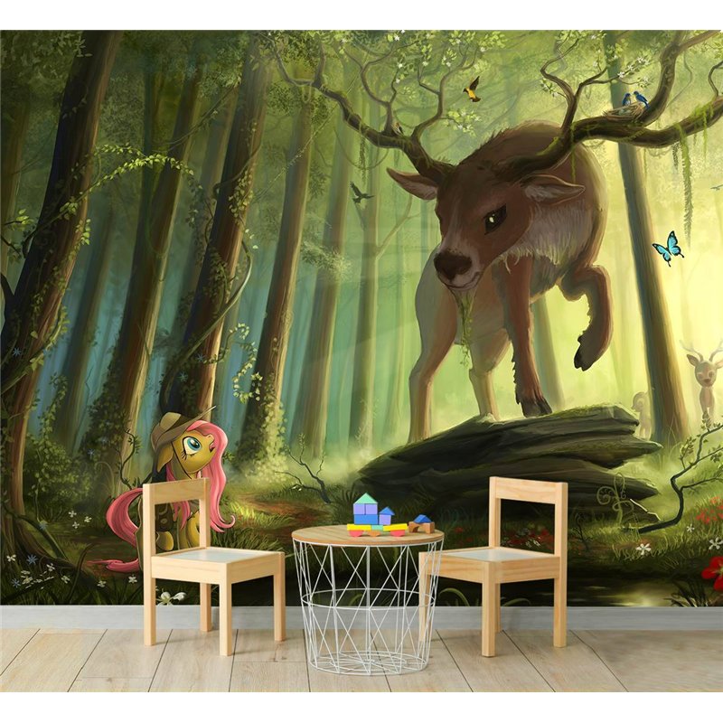 Фотообои детские олени и пони в лесу мультик 400x270