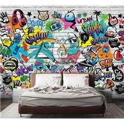 Фотообои граффити на кирпичной стене для детской 500х270