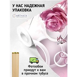 Фотообои розовые розы и 3д круги на кухню моющиеся 500х270