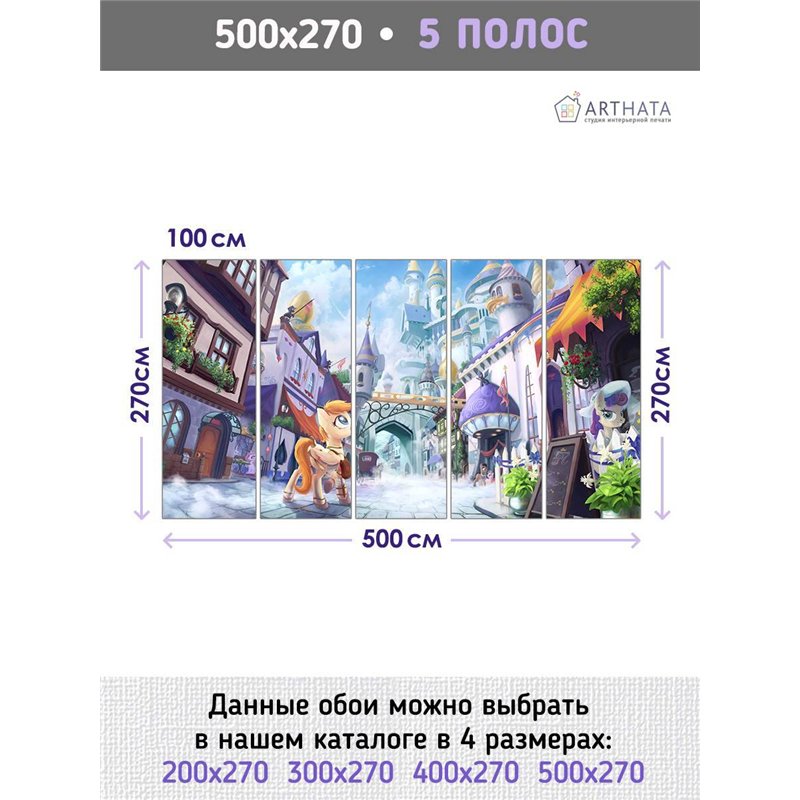 Фотообои в детскую мультик май литл пони, замок 500x270