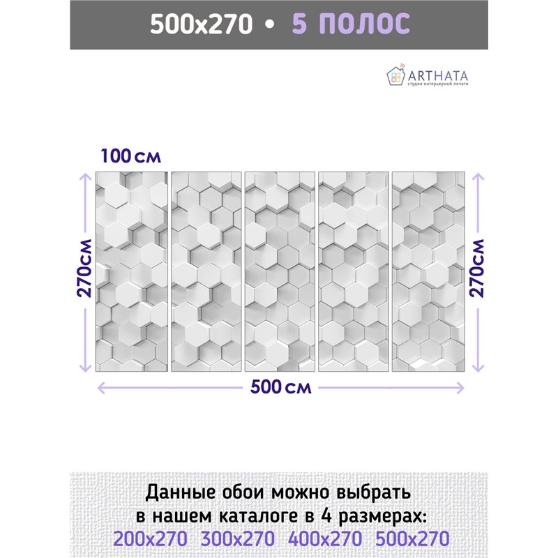 Фотообои соты 3d в зал флизелиновые метровые 500х270