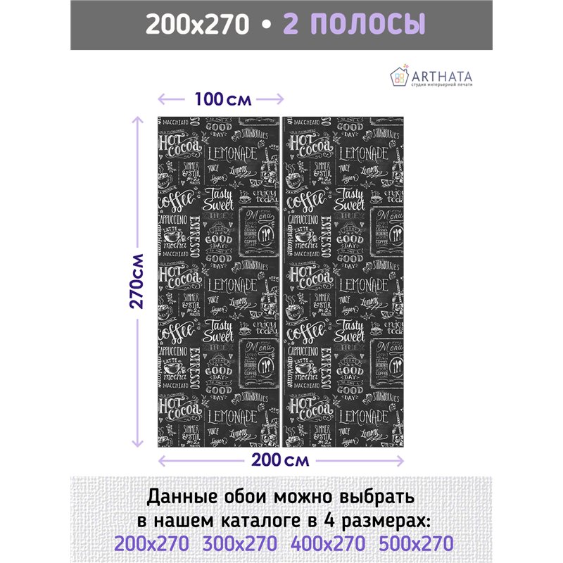 Фотообои стена с меловыми рисунками на кухню 200х270