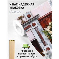 Фотообои камин со свечами и цветами для зал моющиеся 200х270