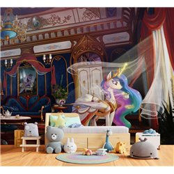 Фотообои детские принцесса единорог в замке 400x270