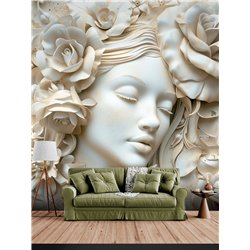 Фотообои 3D панорамные Барельеф Женский лик 500х270
