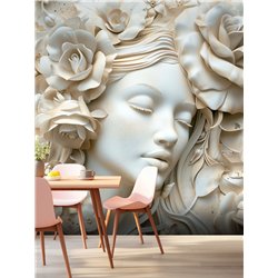 Фотообои 3D панорамные Барельеф Женский лик 500х270