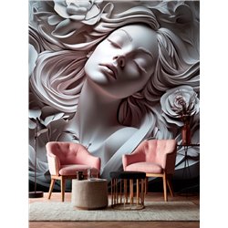Фотообои 3D панорамные Барельеф Женский лик 500х270