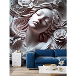 Фотообои 3D панорамные Барельеф Женский лик 500х270