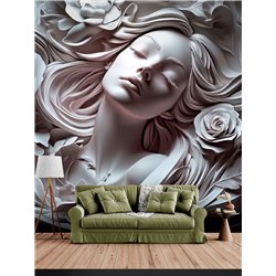 Фотообои 3D панорамные Барельеф Женский лик 500х270