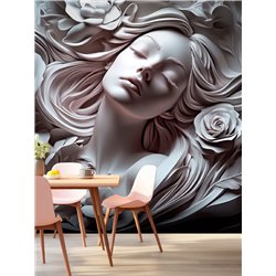 Фотообои 3D панорамные Барельеф Женский лик 500х270