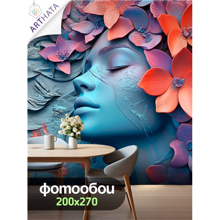Фотообои 3D Барельеф Голубая женщина флизелиновые 200х270