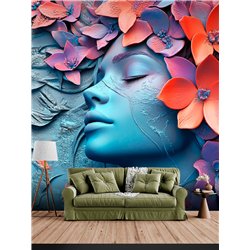 Фотообои 3D Барельеф Голубая женщина флизелиновые 200х270