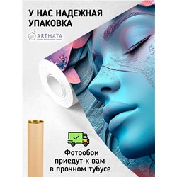 Фото обои 3Д Голубая девушка и цветы для спальни 400х270