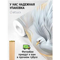 Фотообои 3D белый голубь золотые перья 500х270