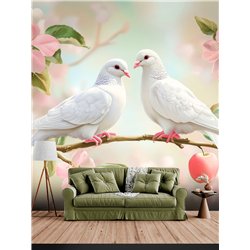 Фотообои 3D белые голуби в саду 500х270