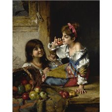 Картина на холсте по фото Модульные картины Печать портретов на холсте Харламов Алексей «Две девочки с яблонями и грушами»