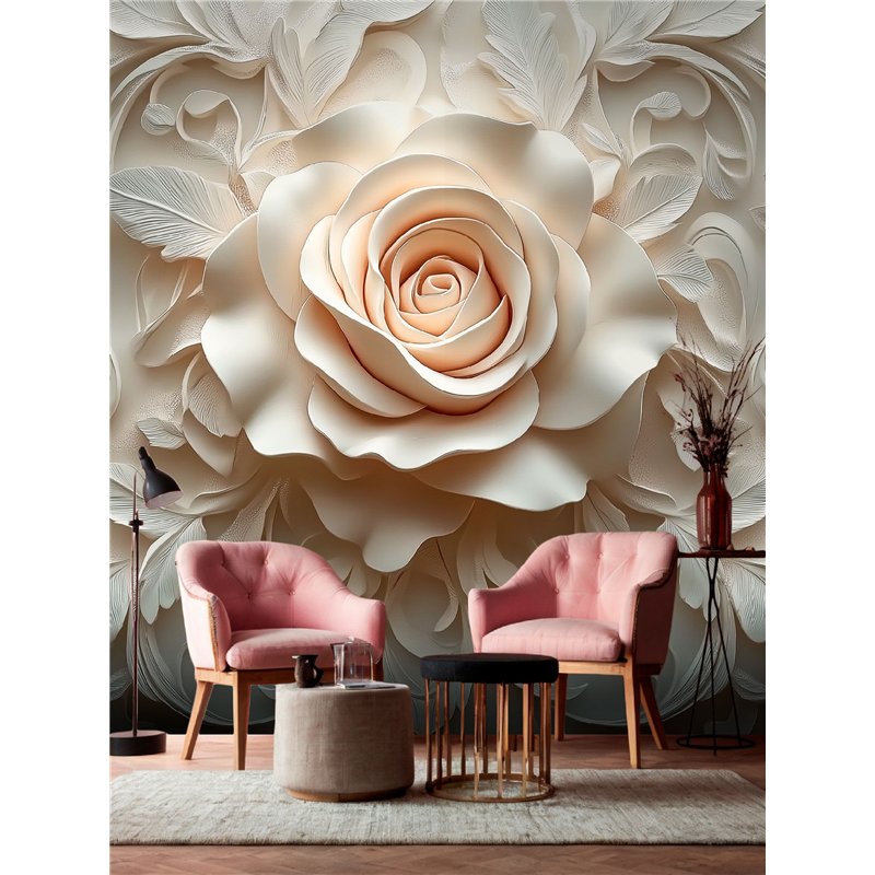 Фотообои 3D Бежевая роза с персиковым сиянием 200x270