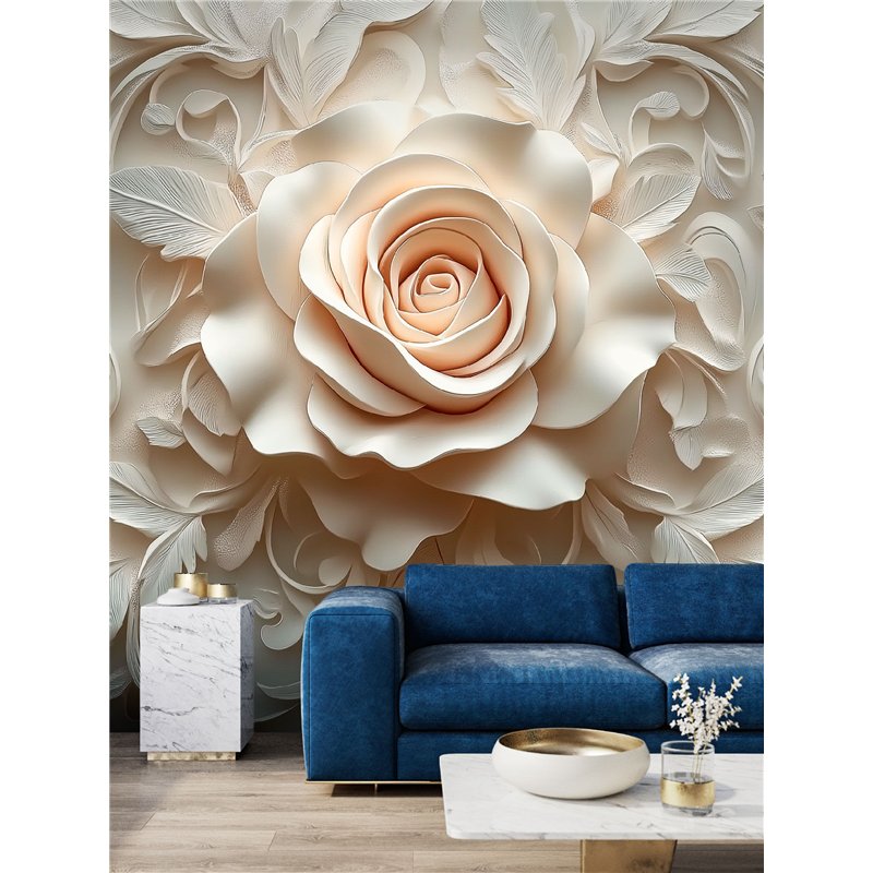 Фотообои 3D Бежевая роза с персиковым сиянием 200x270