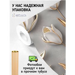 Фото обои 3Д Тюльпаны белые с золотыми деталями 400x270