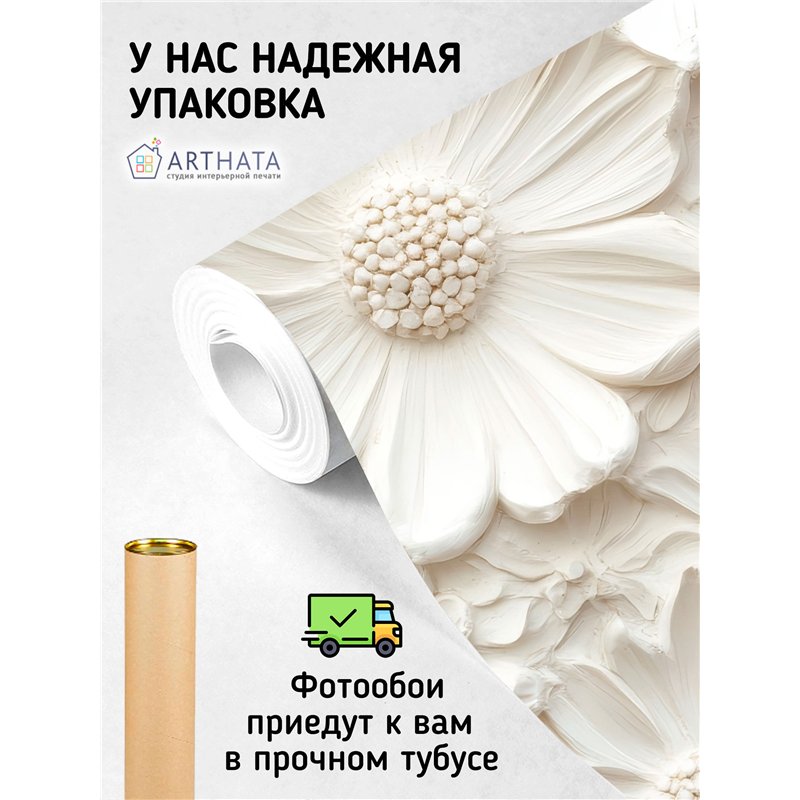 Фотообои 3D для зала с белыми ромашками 500x270
