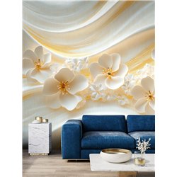Фото обои 3Д цветы белые влагостойкие обои в зал 400x270