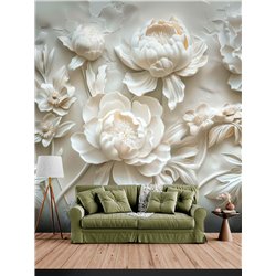 Фотообои 3D Белые пионы барельеф для спальни 200x270