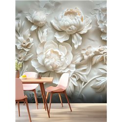 Фотообои 3D Белые пионы барельеф для спальни 200x270