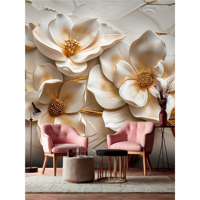 Флизелиновые Фотообои 3D для спальни Цветы 200x270