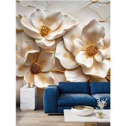 Фотообои 3D для кухни Объемные цветы 300x270