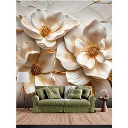 Фотообои 3D для кухни Объемные цветы 300x270