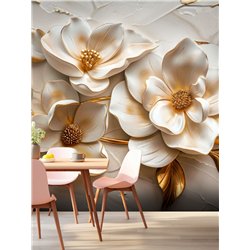 Фотообои 3D для кухни Объемные цветы 300x270
