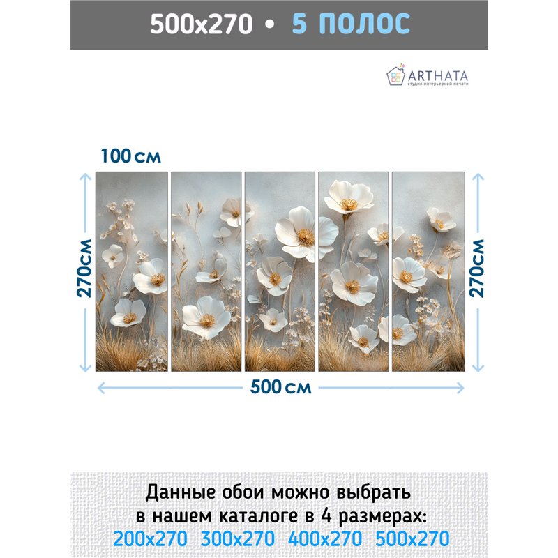 Фотообои 3D для коридора Полевые цветы интерьер 500x270