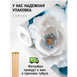 Фреска на стену Объемные белые цветы интерьерные 500x270