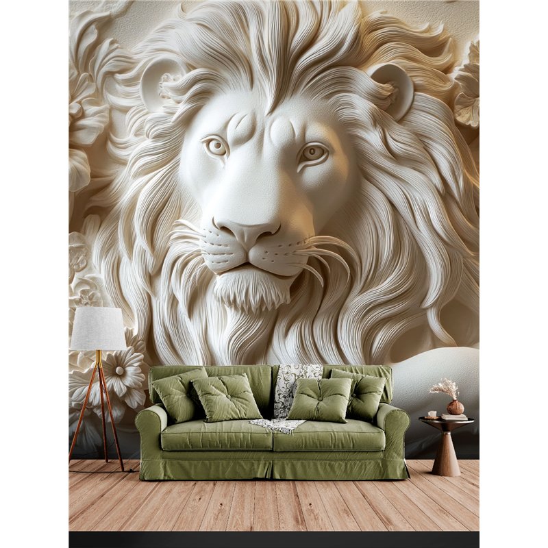 Фотообои 3D Барельеф льва для гостиной 200х270