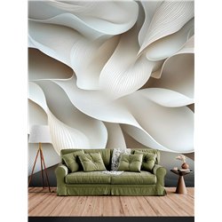 Фотообои 3D Плавные линии и волны в белых тонах 400х270 см