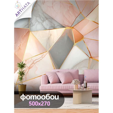Фотообои 3D серо-персиковый мрамор 500х270