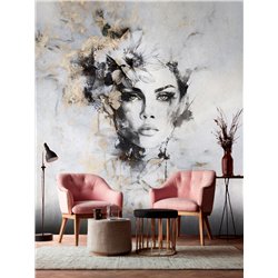 Фотообои 3D Абстрактный женский портрет с цветами 400х270