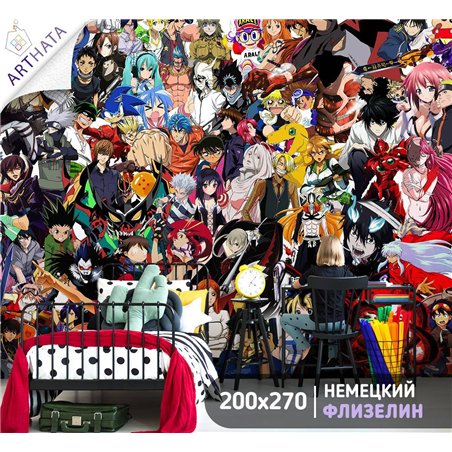 Фотообои на стену детские герои аниме комиксов 200x270