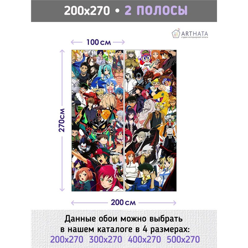 Фотообои на стену детские герои аниме комиксов 200x270