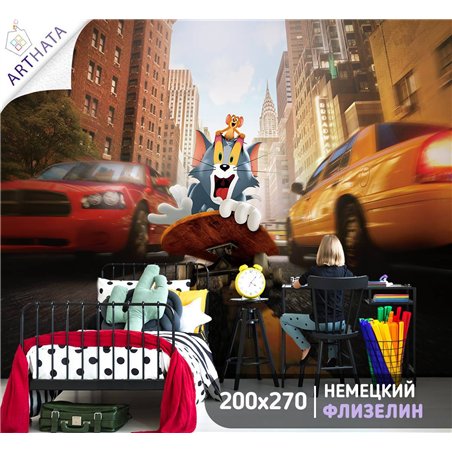 Фотообои на стену детские мультик Том и Джери 200x270