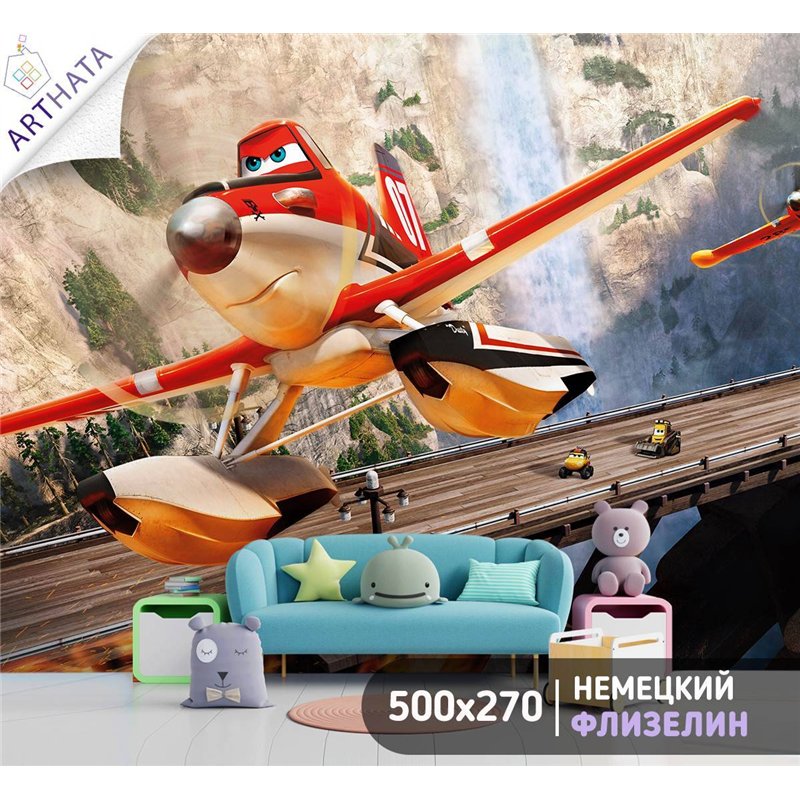 Фотообои в детскую 3d стена с Молния Маккуин 500x270